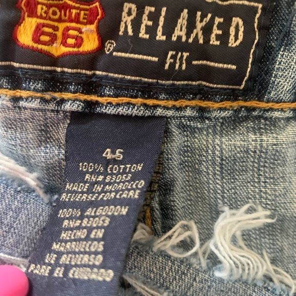 Vintage Upcycled Route 66 Wedgie Cutoff Distressed Denim Shorts Size 4 - Picture 15 of 15
